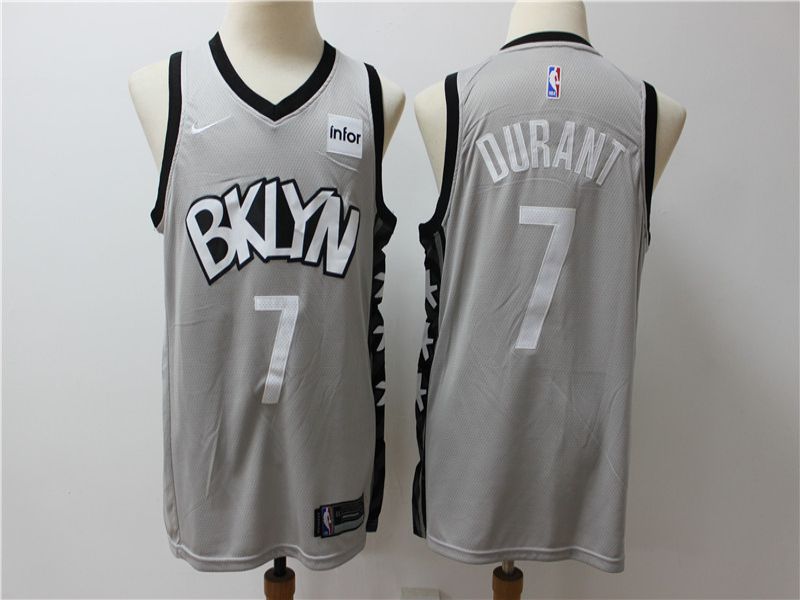 Men Brooklyn Nets #7 Durant Grey City Edition Game Nike NBA Jerseys